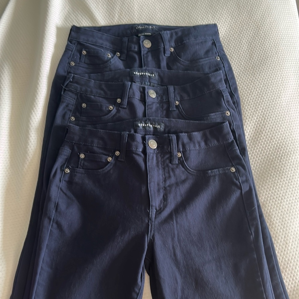 3 pair Aeropostale High Rise Jeggings Size 6 navy